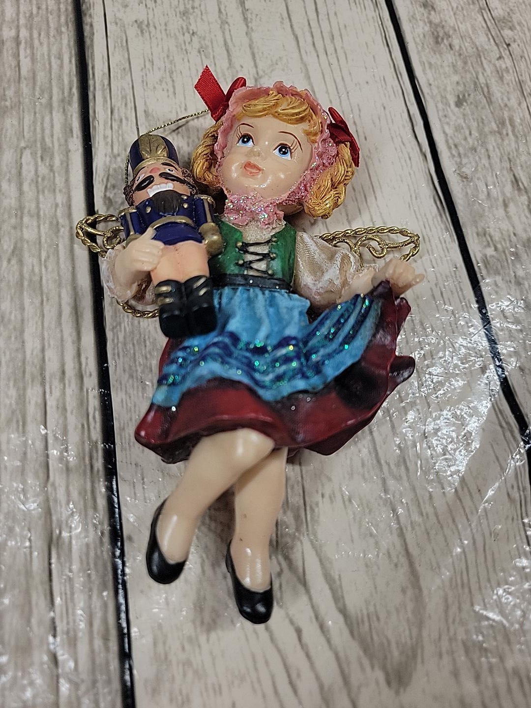 Dillard\'s Trimmings Christmas Ornament Bavarian Angel Girl w/ Nutcracker