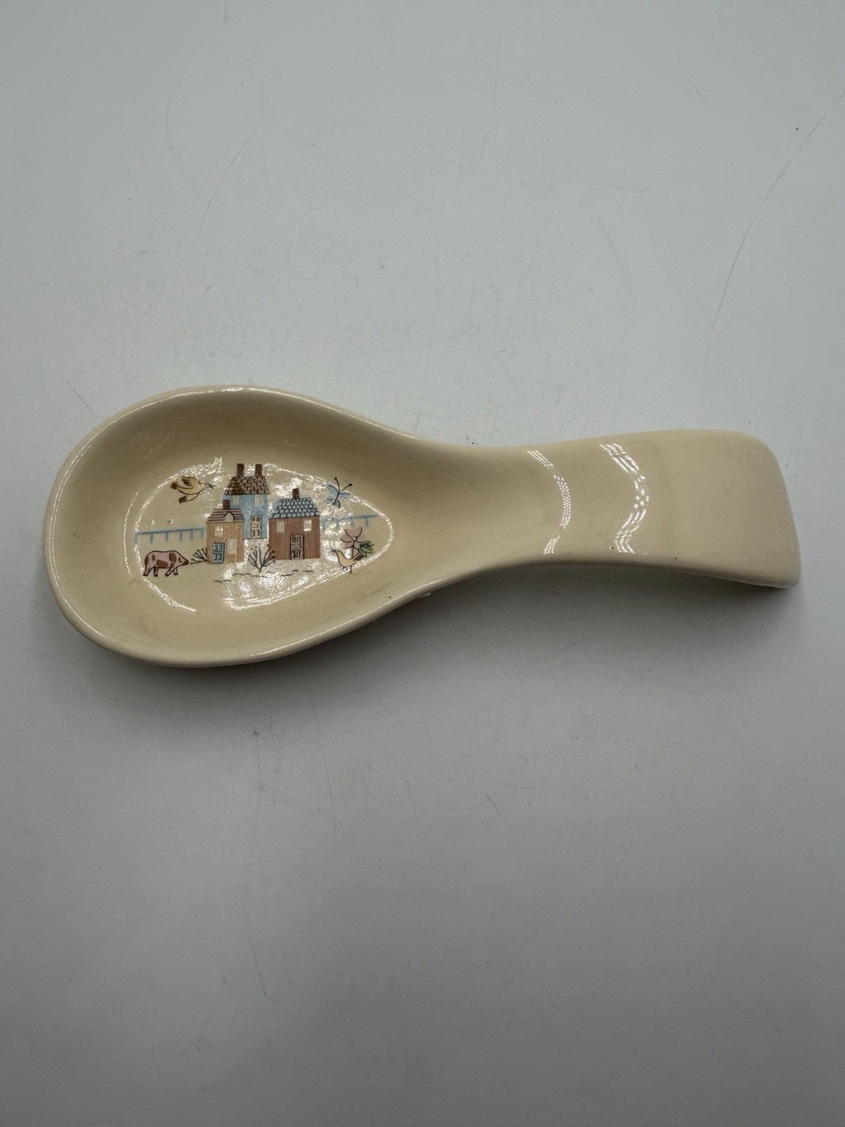 Vintage Heartland Stoneware Farm Friends Spoon Rest
