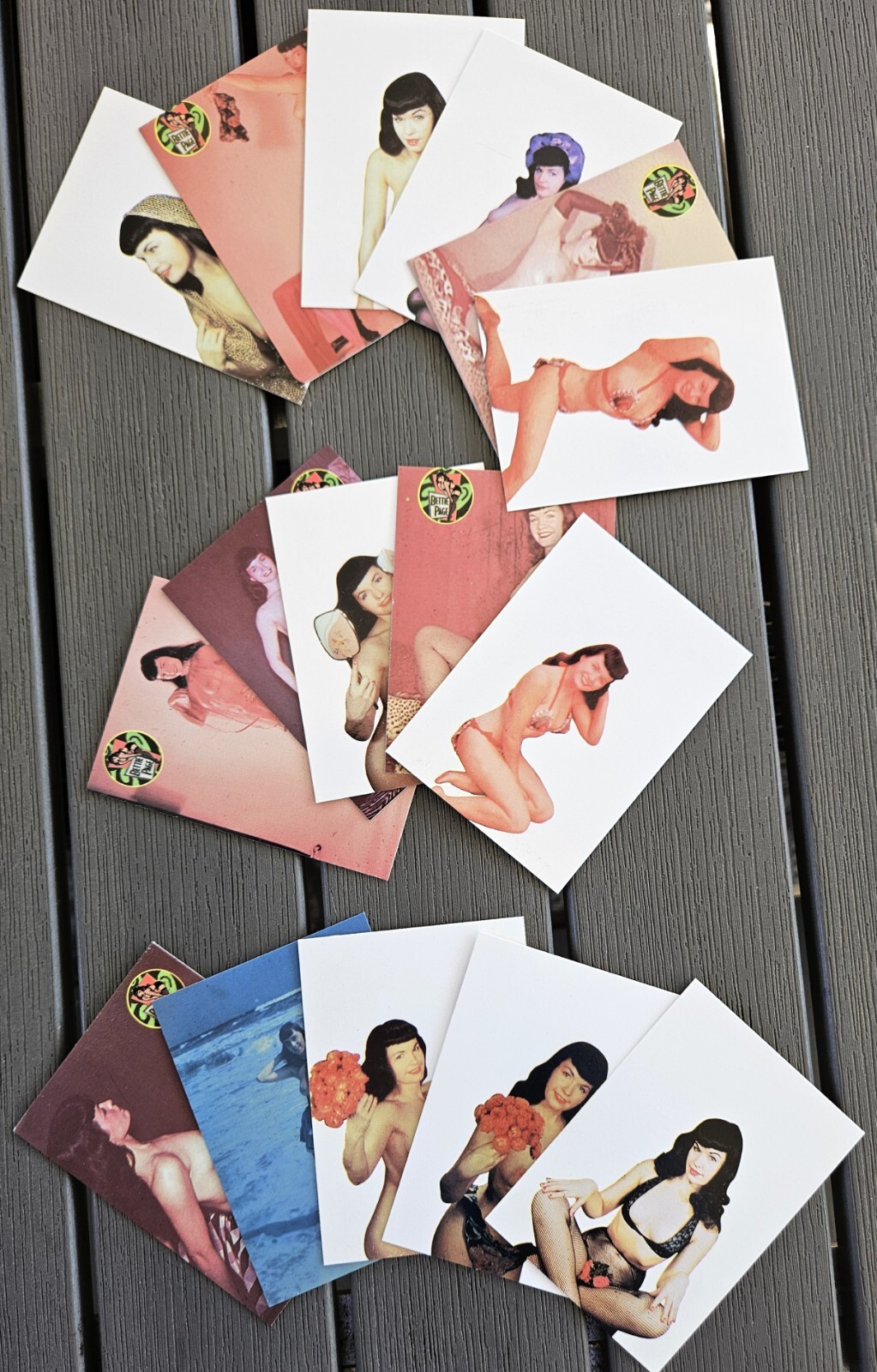 Lot of (16) Bettie Page Trading Cards. Risqué Lingerie - 1998 Keva International