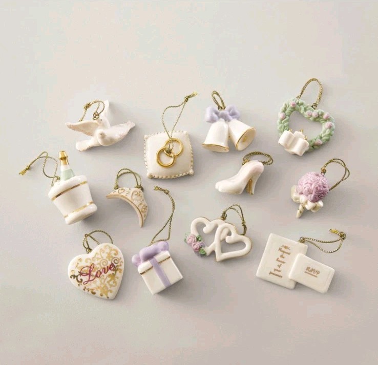 Lenox Wedding Bliss 12-Piece Mini Ornament Set- New in Box