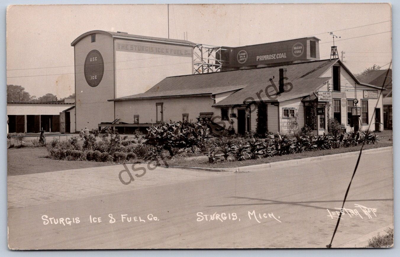 K52/ Sturgis Michigan RPPC Postcard c1920s Sturgis Ice & Fuel Company  83