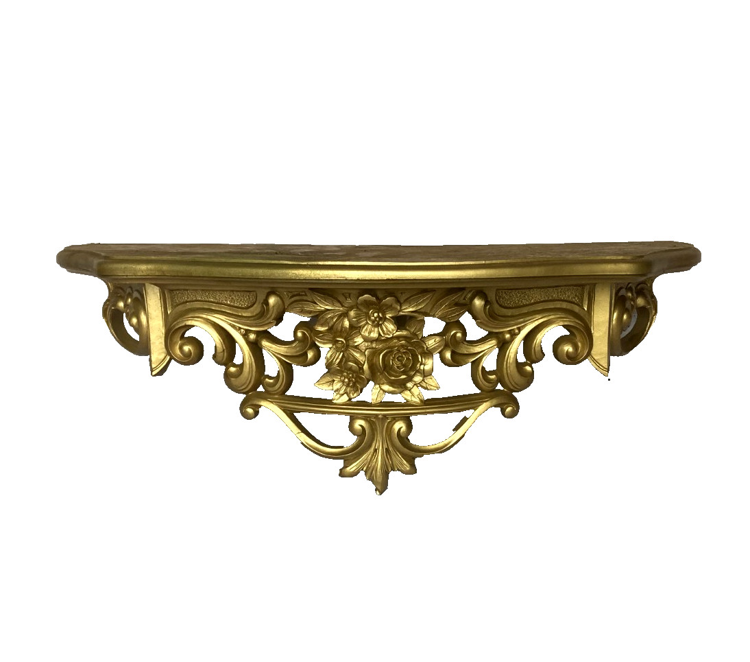 Vintage 1960's Dart Syroco Gold Floral Wall Shelf~#3025~MCM Regency~19