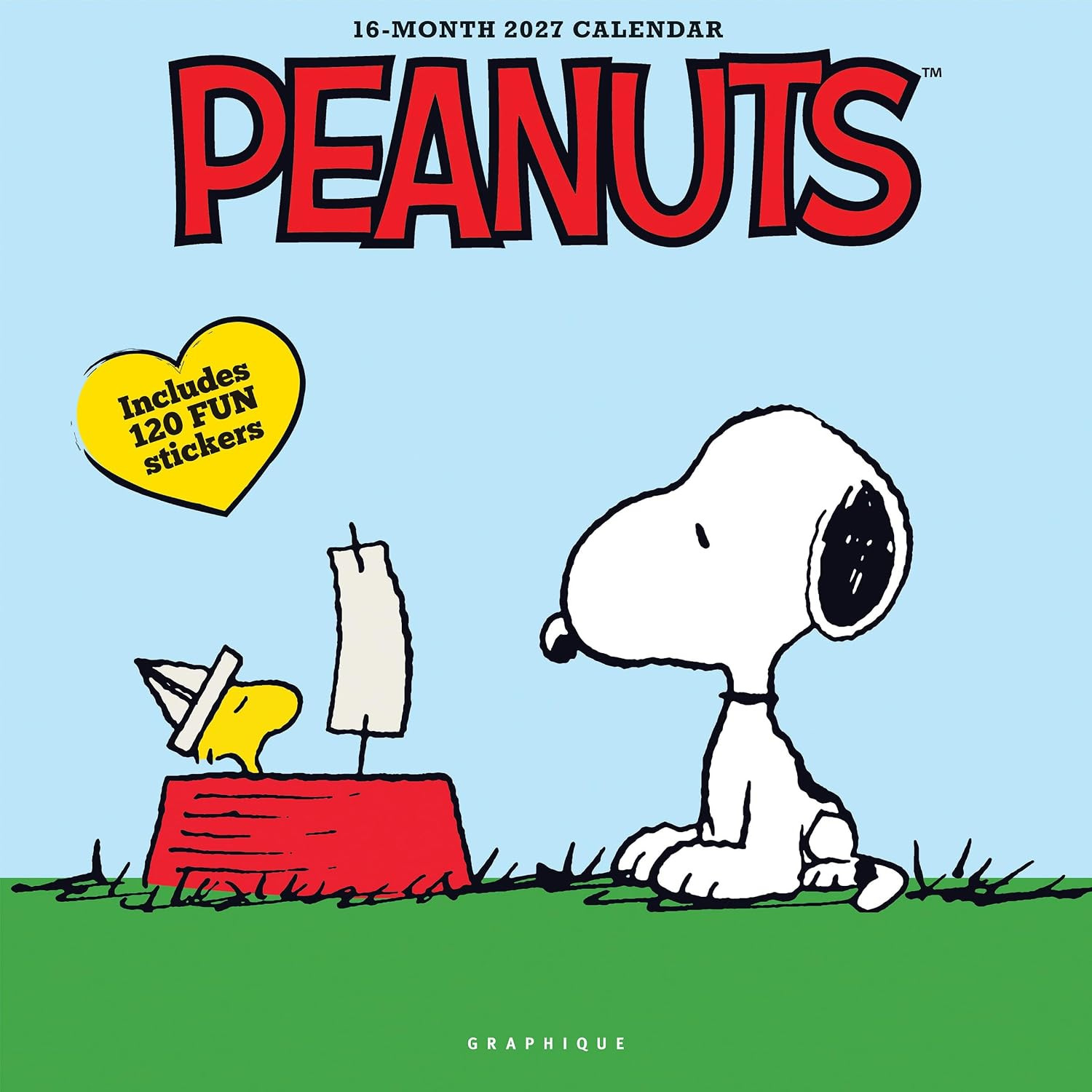 Graphique Peanuts 2027 Wall Calendar | 12” x 12” | Thick Paper | Home & Office O