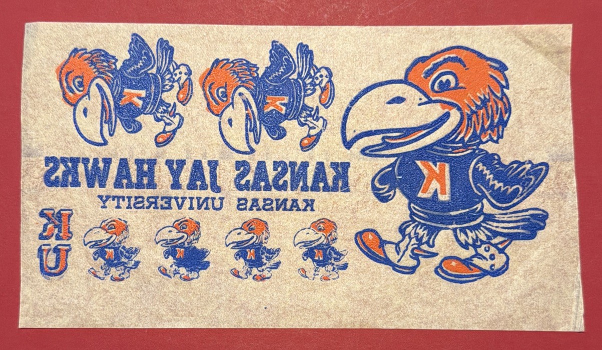 Vintage KU Kansas University Jayhawk Transfer Decal Collectible Early OldRare KS