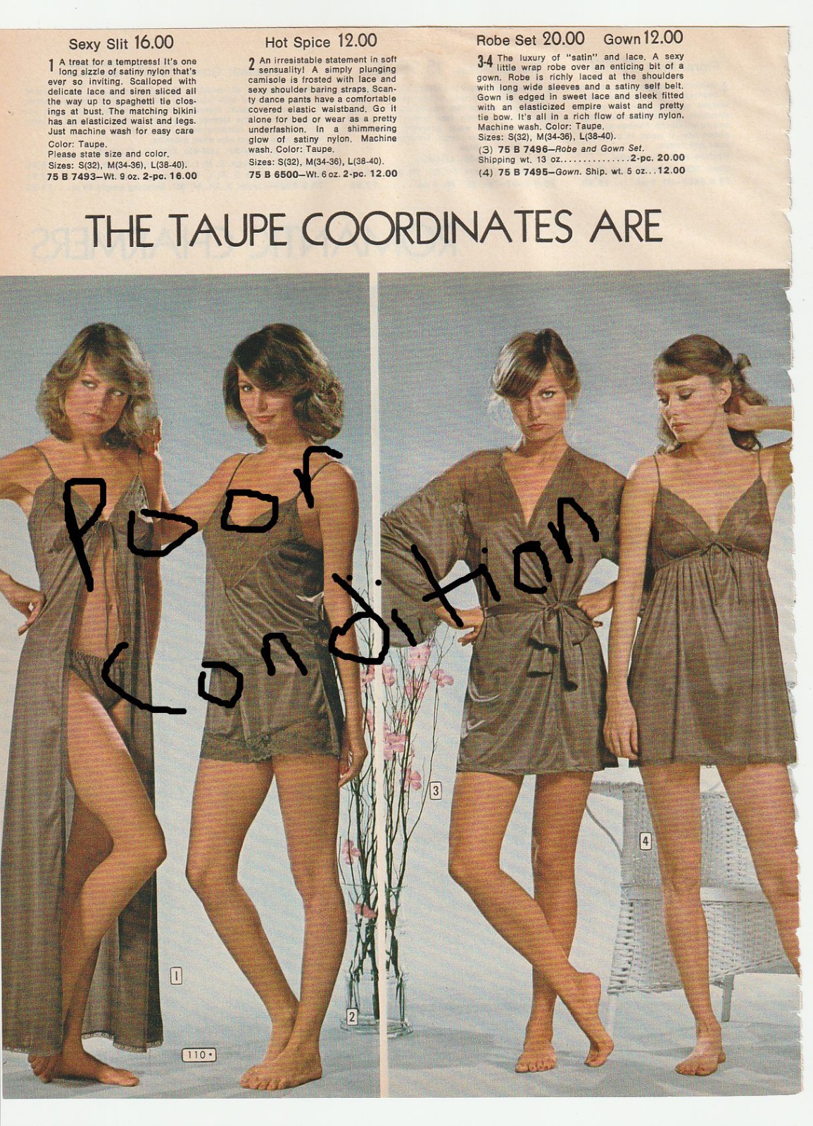 Vintage 70\'s Catalog Lingerie Nylon Night Things Photo Clipping
