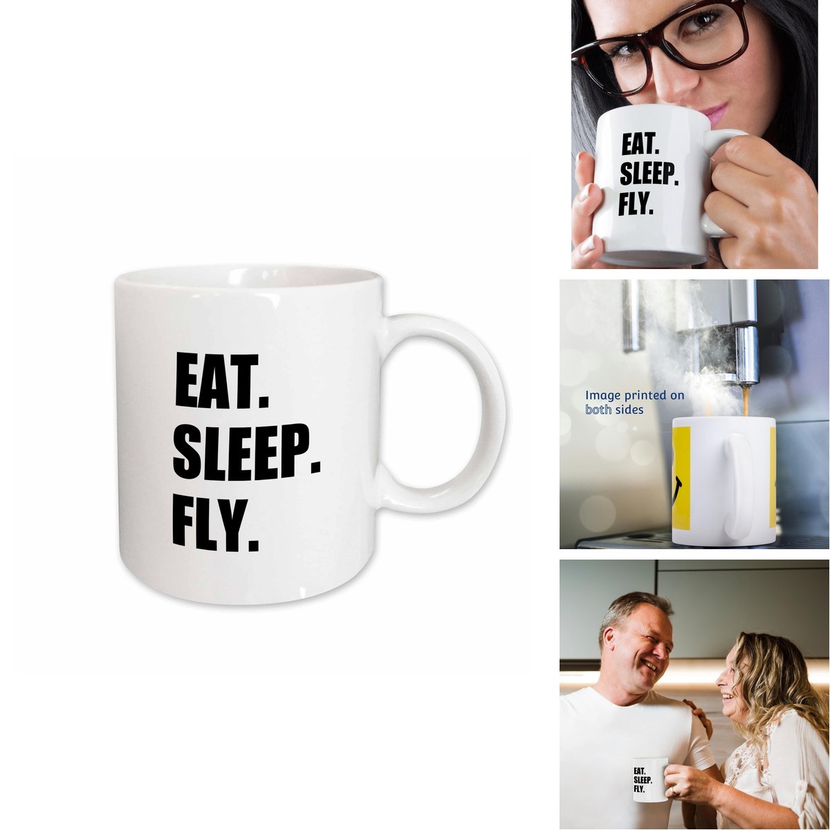 3dRose Eat Sleep Fly Ceramic Mug 15-Ounce for Pilots Flight Crew Frequent Flyers