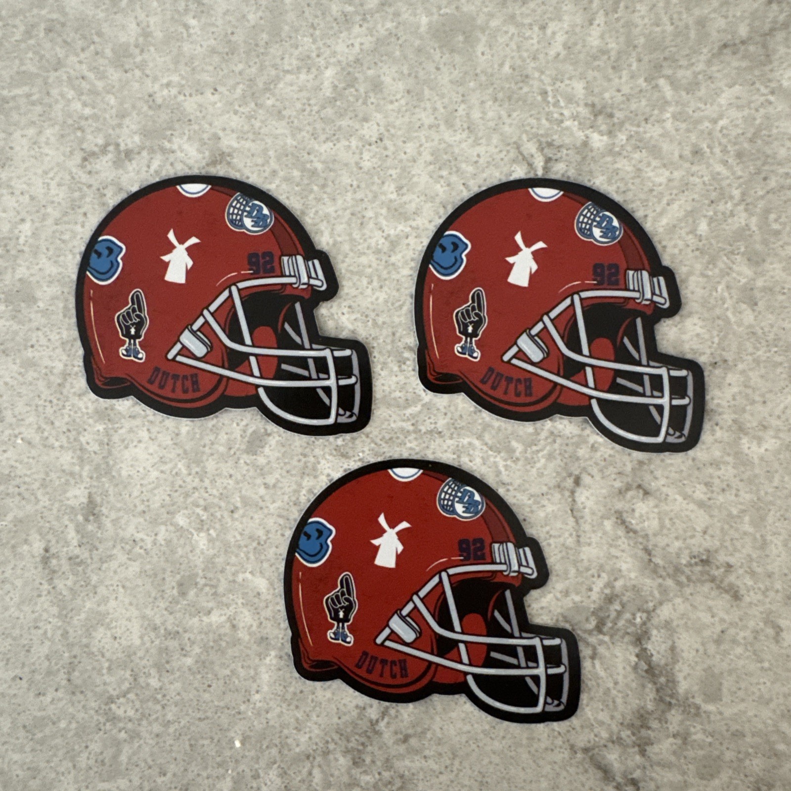 Lot of 3 DUTCH BROS SEPT 8 2026 HELMET STICKER RED HELMET