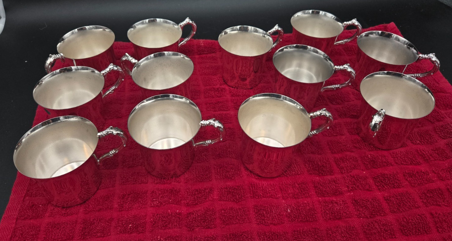 Vintage Wallace Silversmiths Ornate Silver-Plated Punch Cups - Set of 12
