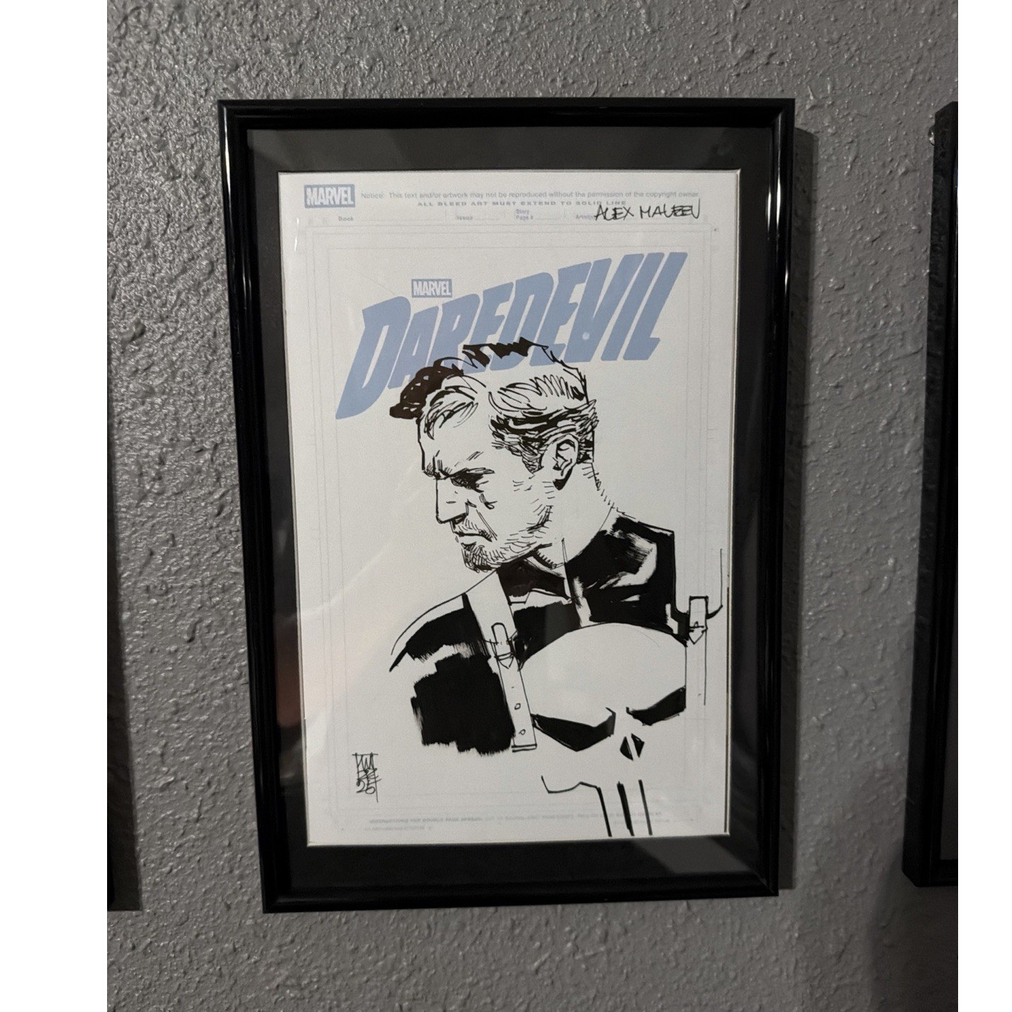 Marvel Daredevil & Punisher Framed Signed Poster by Alex Maleev 1/1