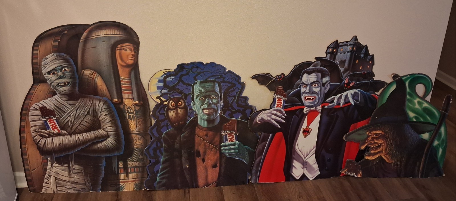 Set of 4 vintage NESTLE store display Halloween cardboard cutouts 1990s RARE