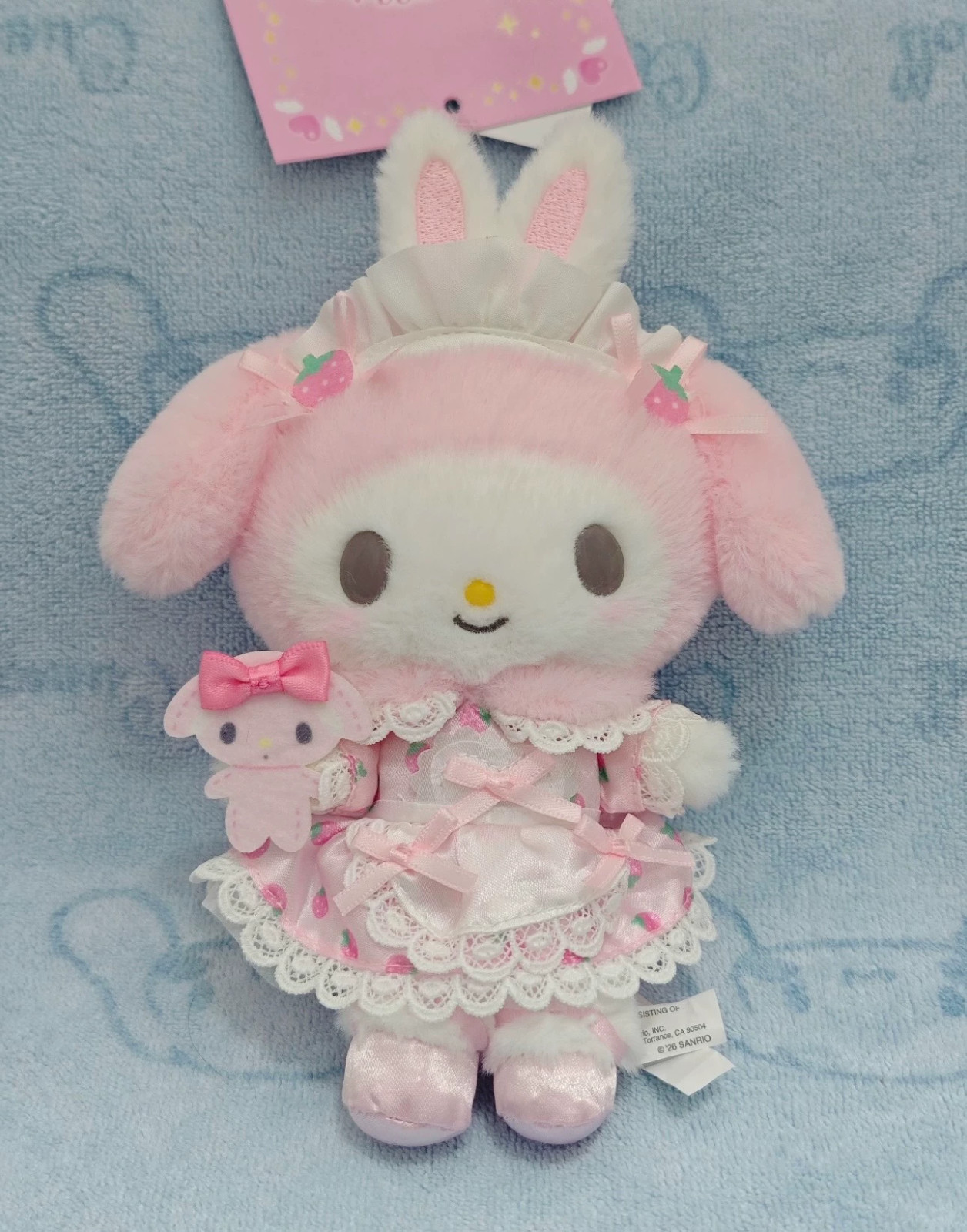Sanrio My Melody Strawberry Bunny Maid Charm  Plush Doll Gift Kids Toy