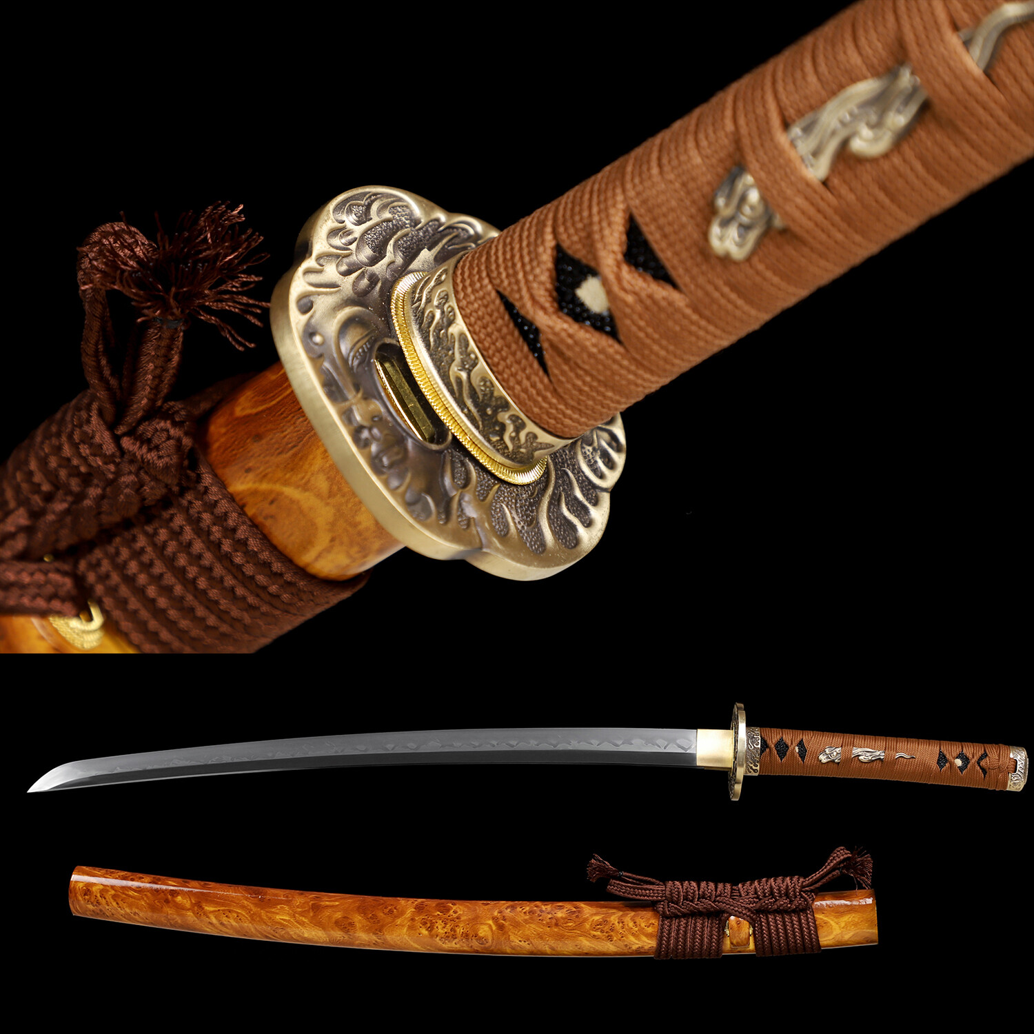 NEW SALE Japanese Samurai Wakizashi Clay Tempered L6 Blade Real Hamon Sword
