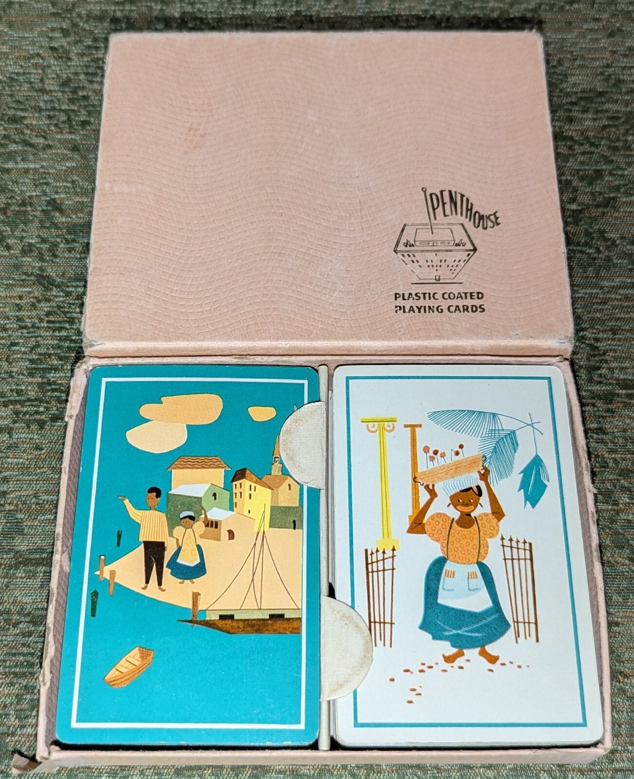 Vintage Penthouse Art Deco Two Deck USA Gladstone Lake Ocean Bout Playing Cards