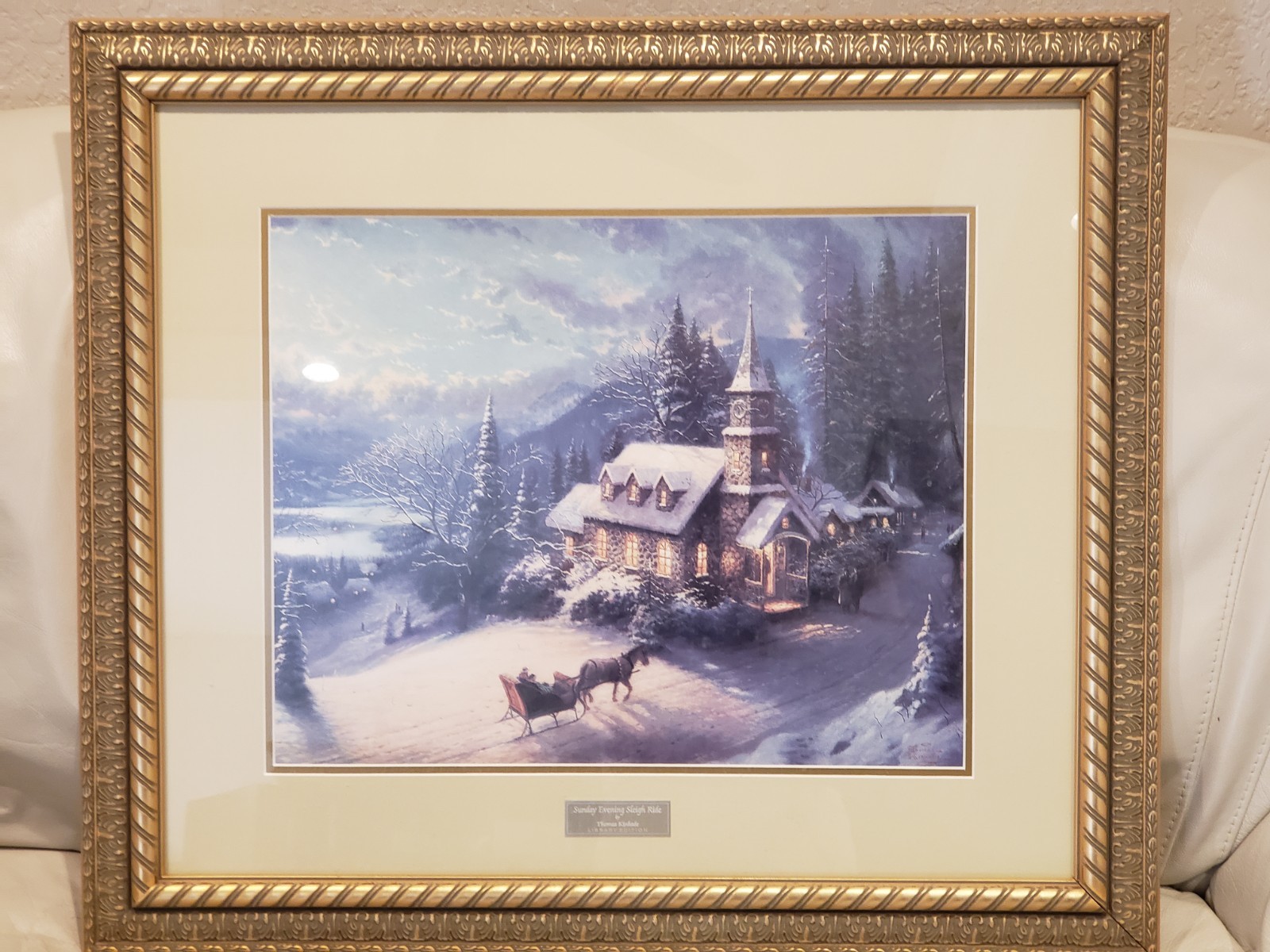 Thomas Kinkade Sunday Evening Sleigh Ride Library Edition Framed Print
