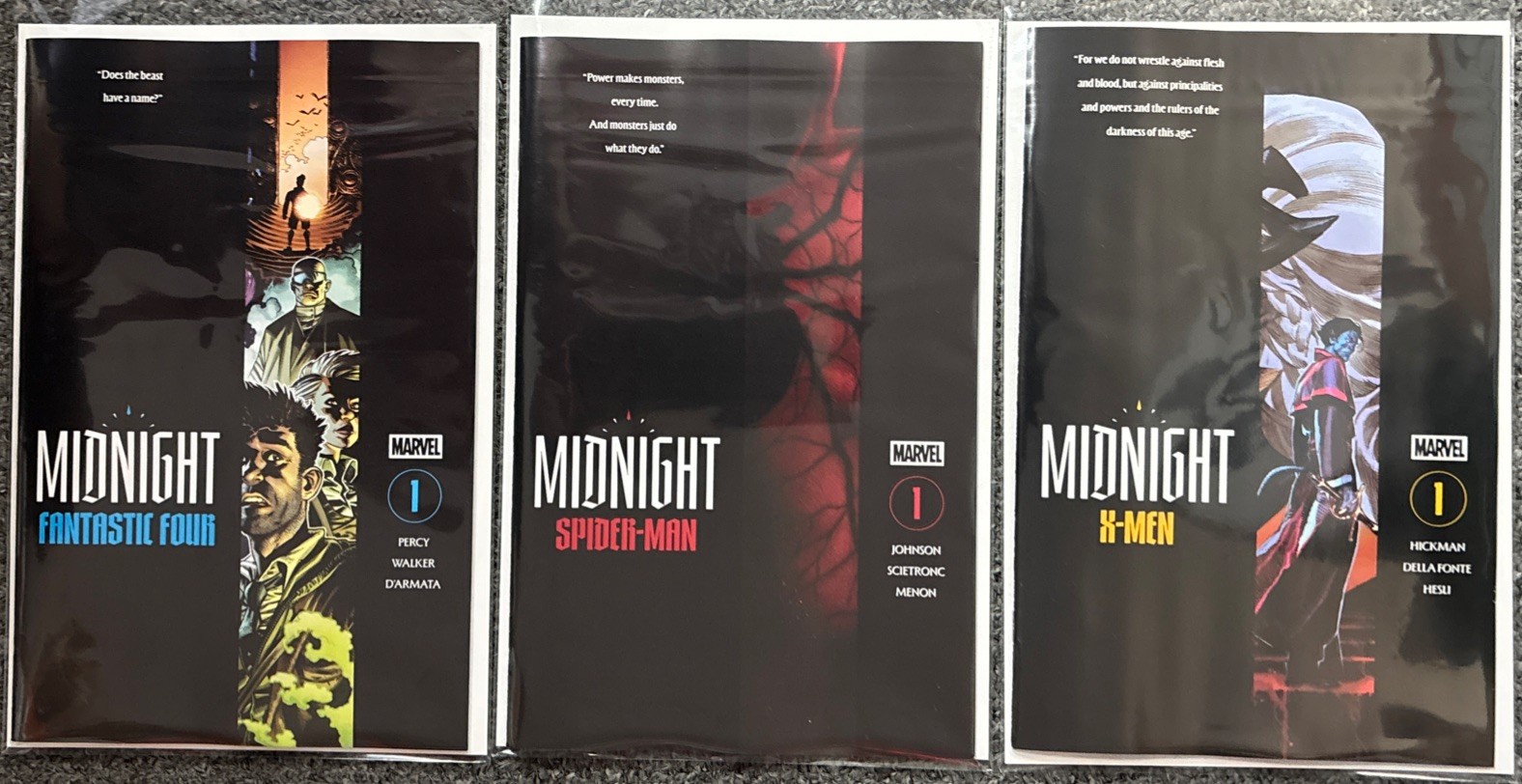 Marvel Midnight #1  X-Men Spider-Man FF Cover A Set of 3 PreSale 10/7/26