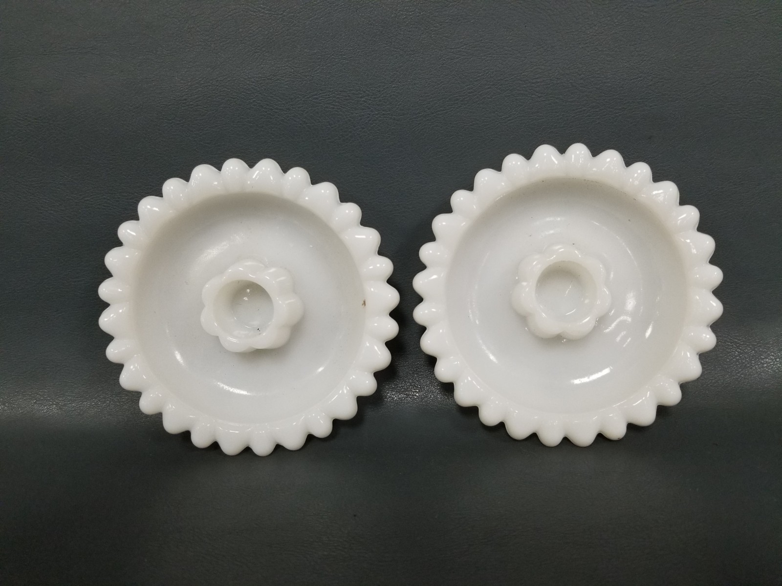 Vintage Hazel Atlas Milk Glass Daisy/Sunflower Shape Candle Holder 4.5\