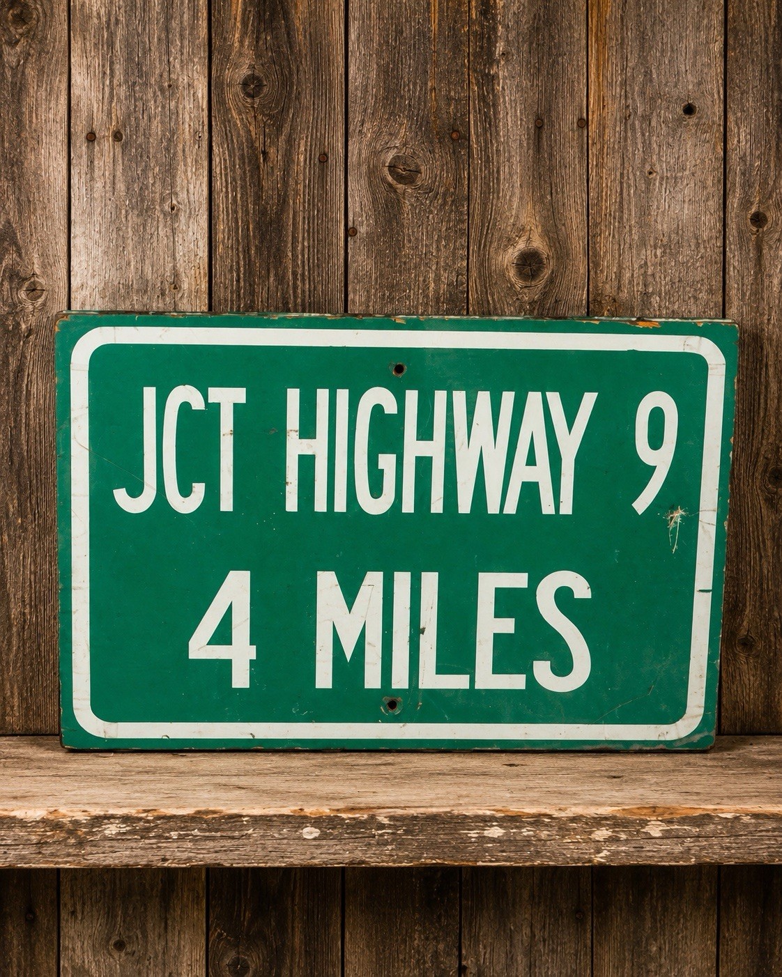 Vintage NM Highway Sign JCT HIGHWAY 9 4 MILES Authentic NMDOT Wood 24x18 Retired