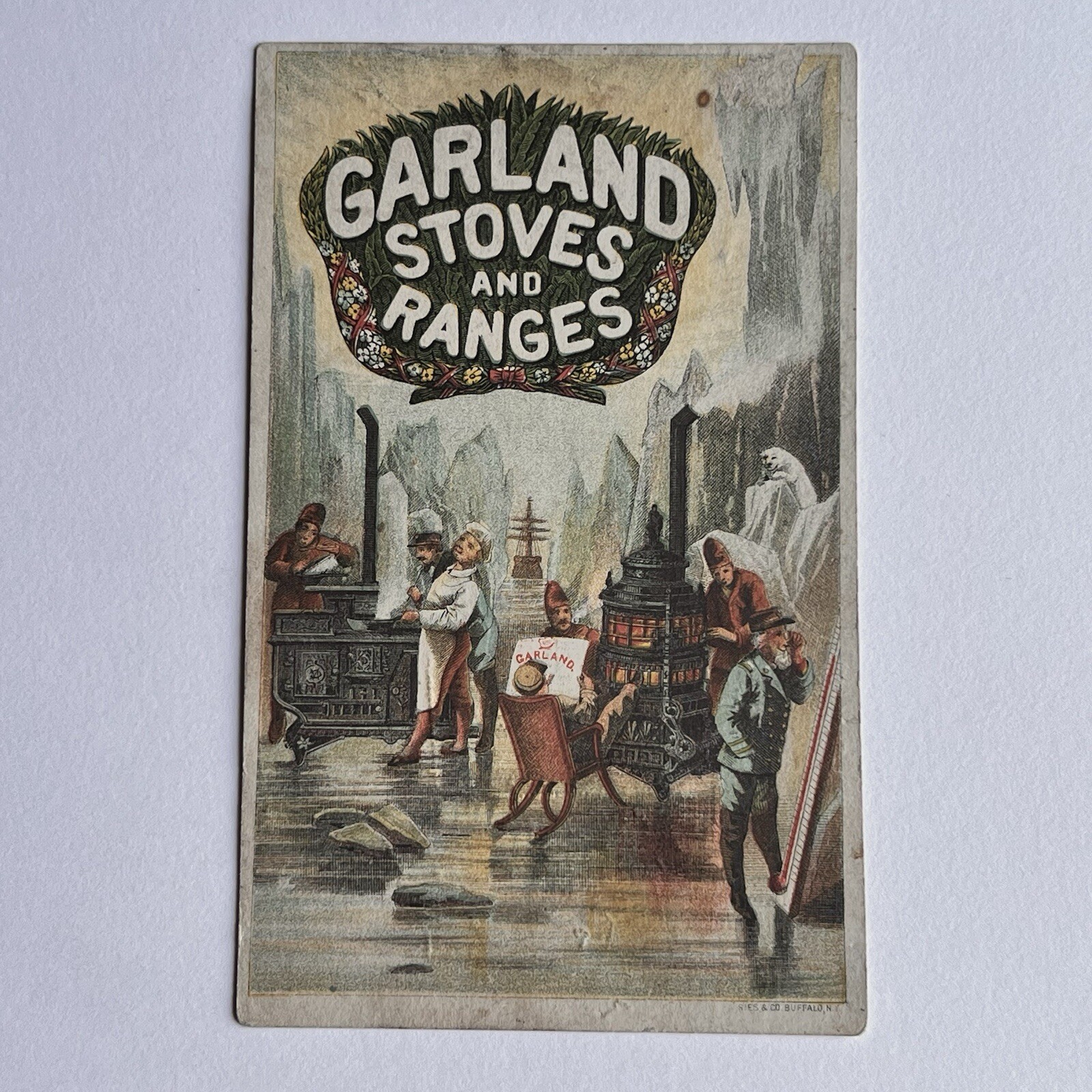 Antique Trade Card Garland Stoves & Ranges Arctic Polar Bear North South Pole
