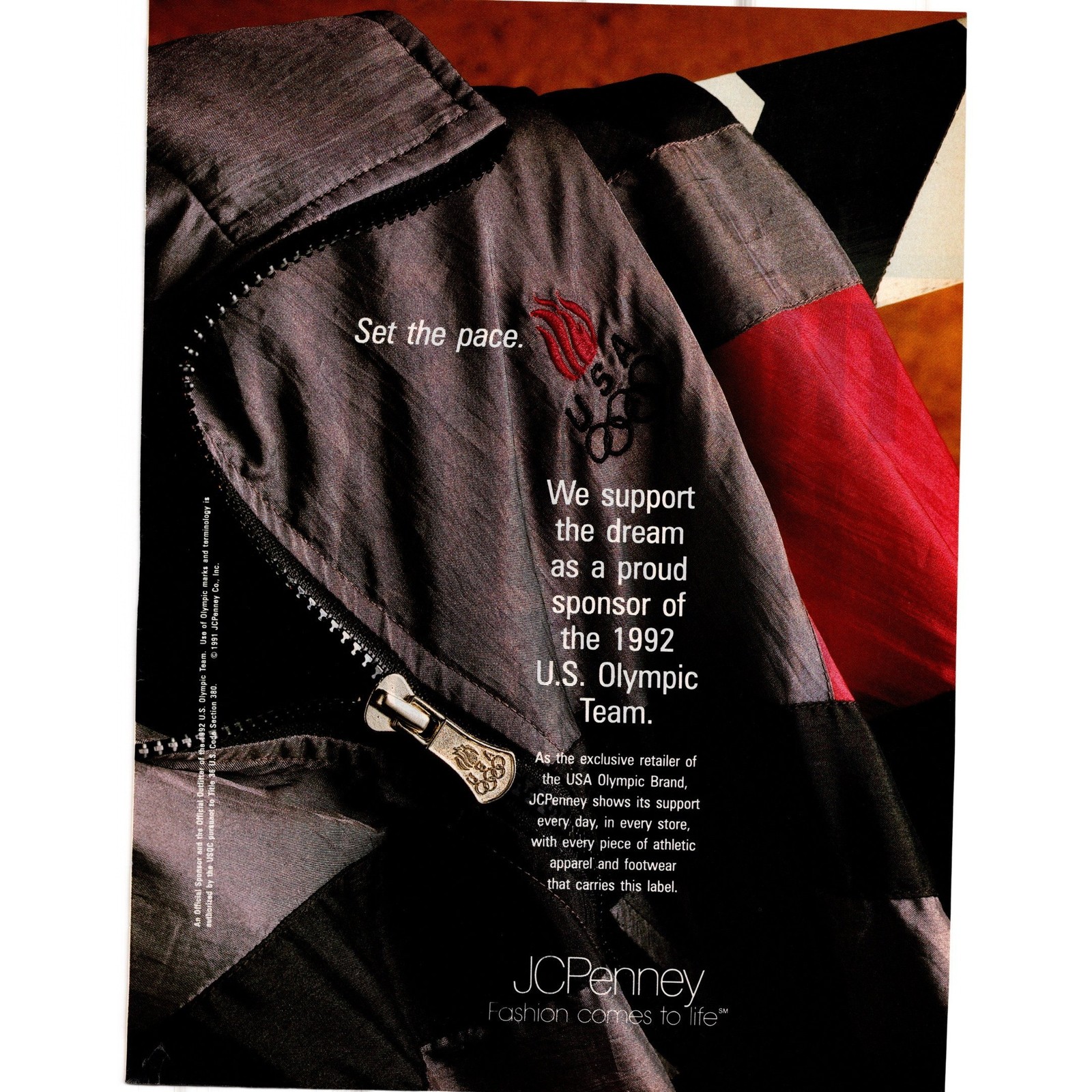 JC Penney 1992 USA Olympics Advertisement 1991 Vintage Clothing Athlete Sports
