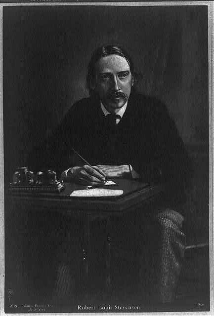 Photo:Robert Louis Stevenson Portrait 1850s Writer Author Writing Desk