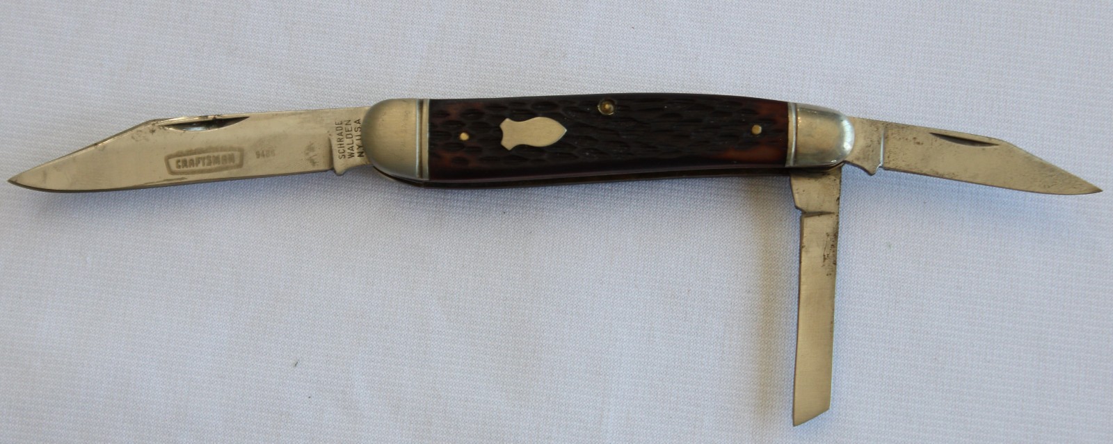 CLEAN VINTAGE SCHRADE CRAFTSMAN 804  3 BLADE FOLDING POCKET KNIFE WALDEN N.Y.