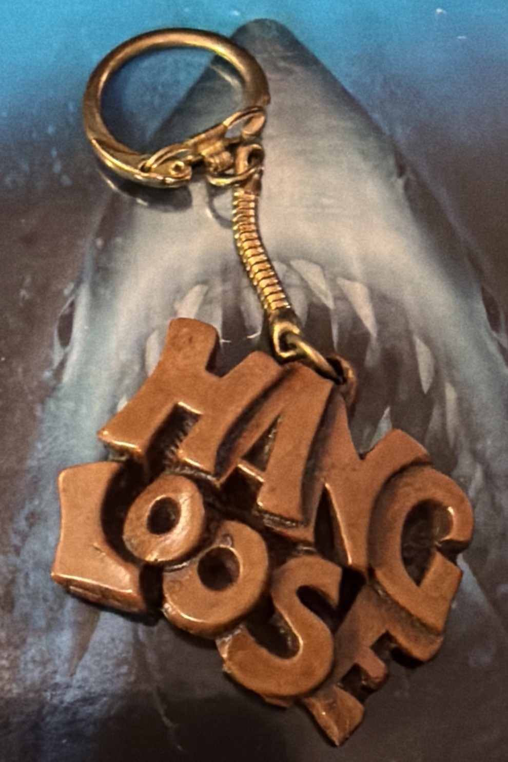 VTG Coco Joes Hawaiian Hang Loose Brown Napa Wood Key Chain Made In Hawaii Tiki