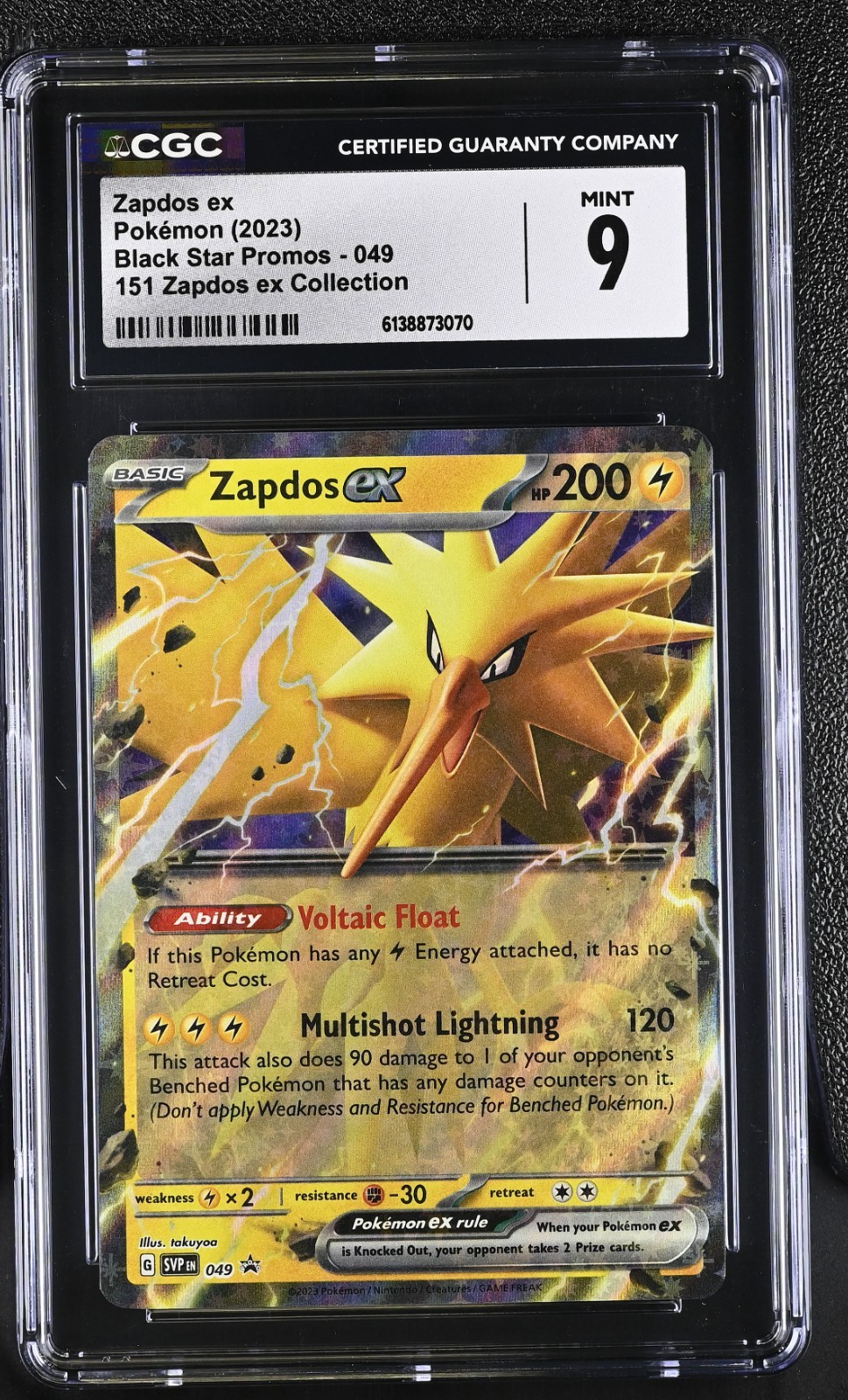 2023 Black Star Promo 049 151 Zapdos ex CGC 9 Mint Pokemon SVP Ex Collection