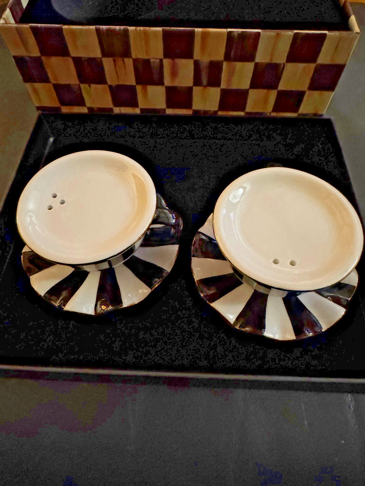 MacKenzie-Childs Courtly Teacup Salt & Pepper Set - NIB