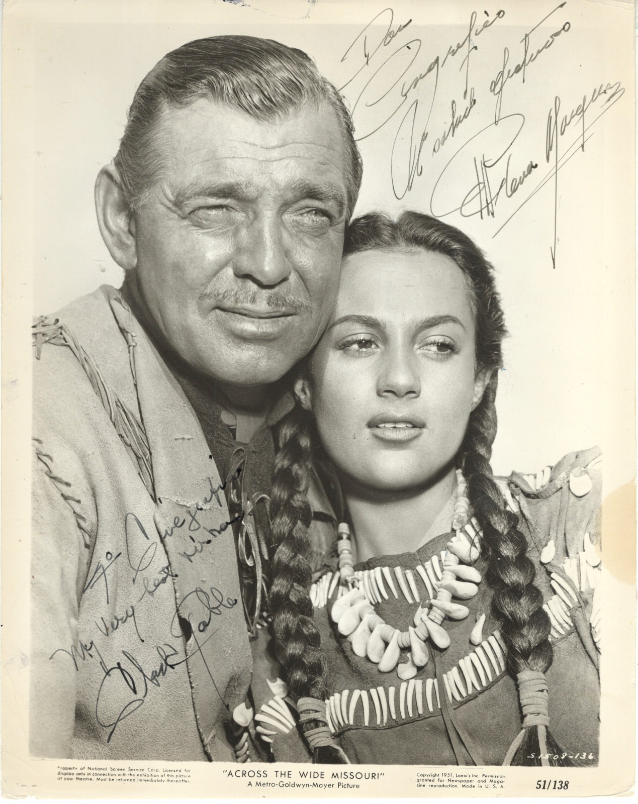 ACTOR CLARK GABLE & MEXICAN ACTRESS MARIA ELENA MARQUES, SIGNED VINTAGE PHOTO