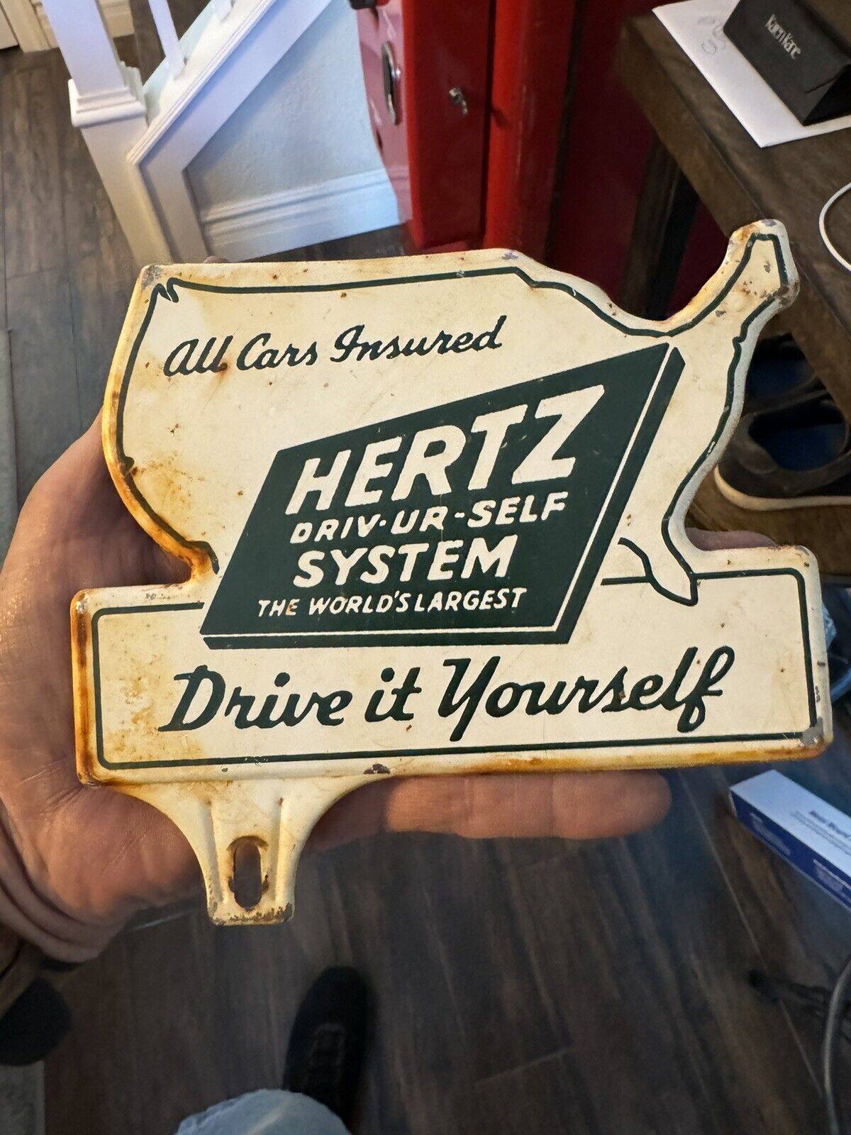 Hertz drive it yourself 7” Metal Plate Topper Dealership Gas Oil Sign Station Tr
