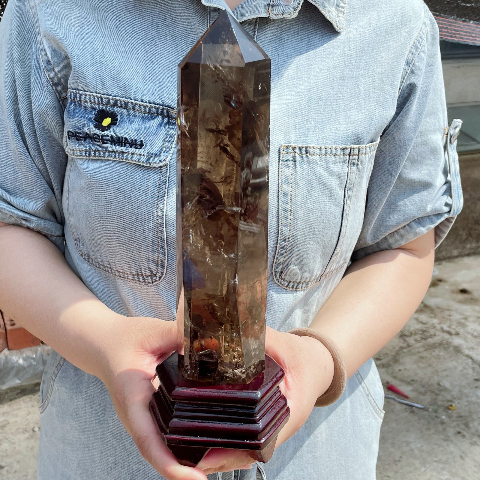 All 2.83LB Natural Smoky Quartz Crystal Point Obelisk Healing Home Decor G6954