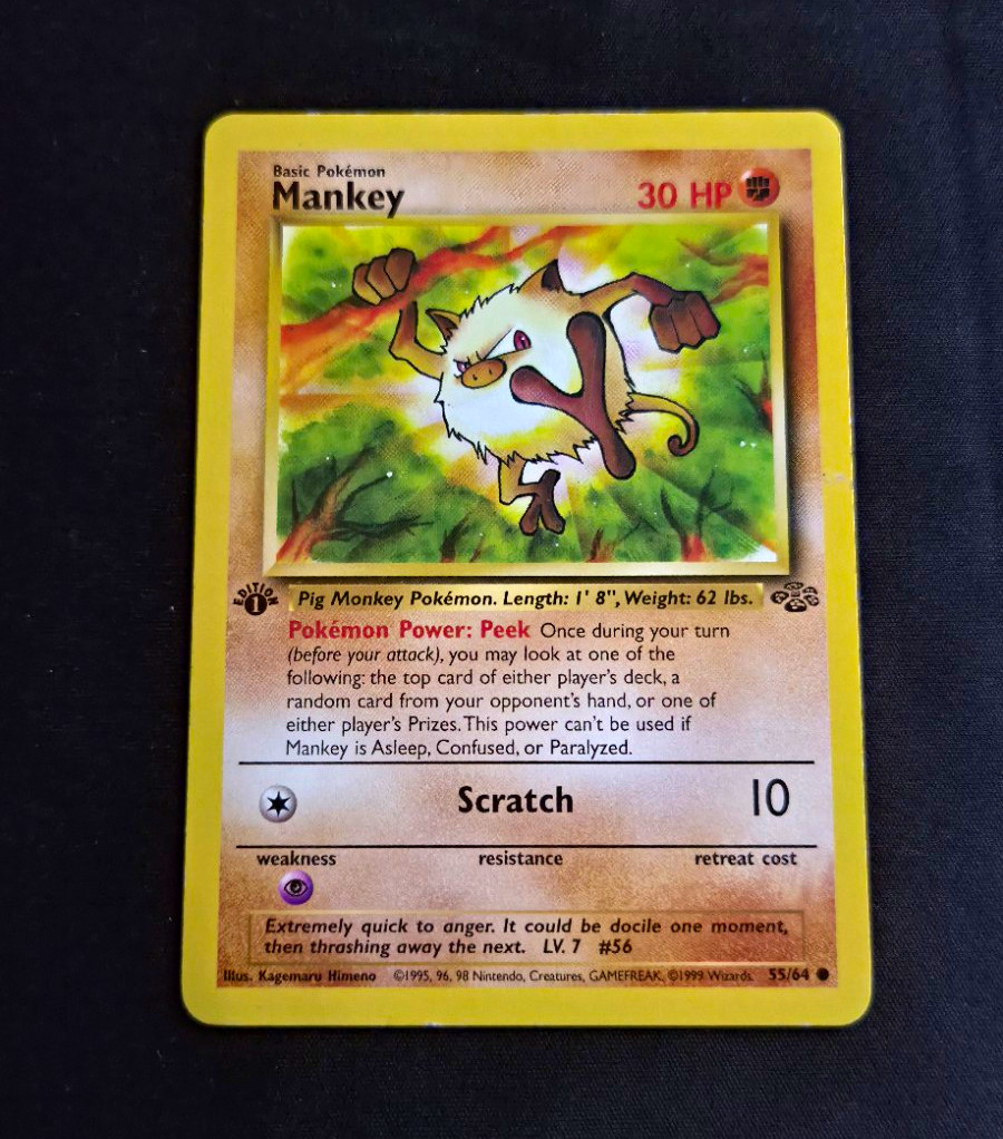 Pokémon Jungle 1st Edition Mankey 55/64 1999 English Wizards K. Himeno