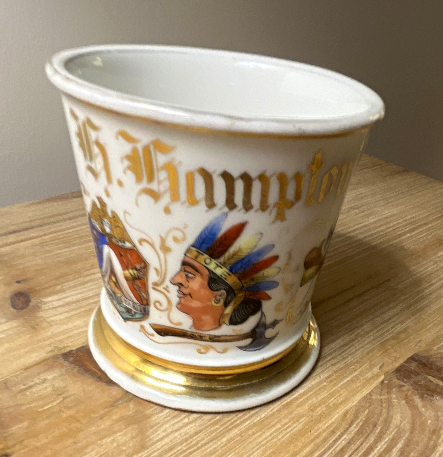 Antique T&V Limoges France Porcelain Fraternal Shaving Mug