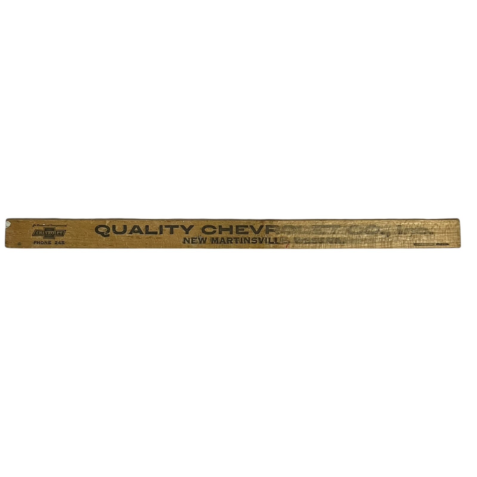 Martinsville West Va Quality Chevrolet Company Advertising Ruler Vtg 1940\'s