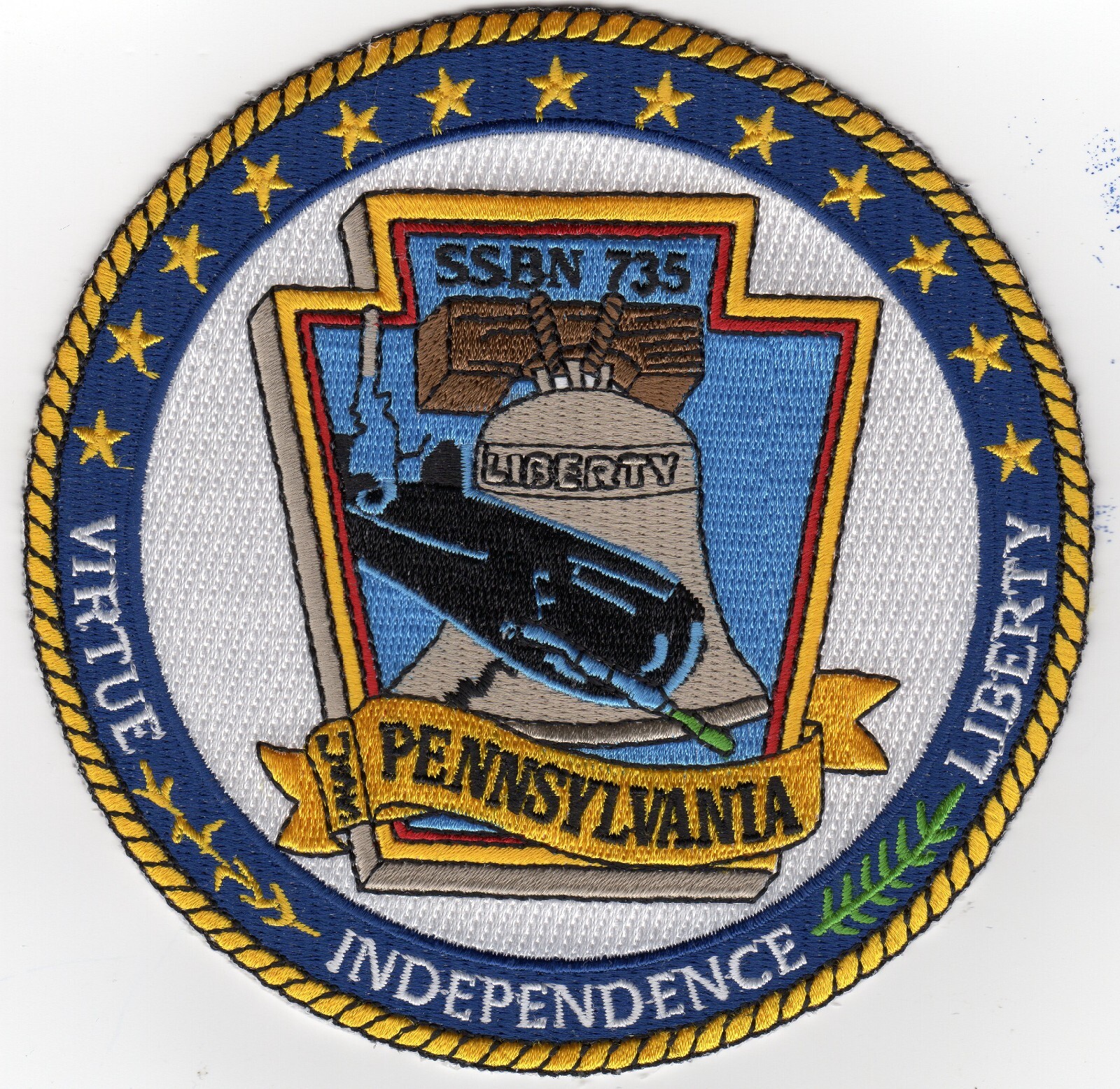 USS Pennsylvania SSBN 735 Sub over Liberty Bell 5 inch Fully Emb A934