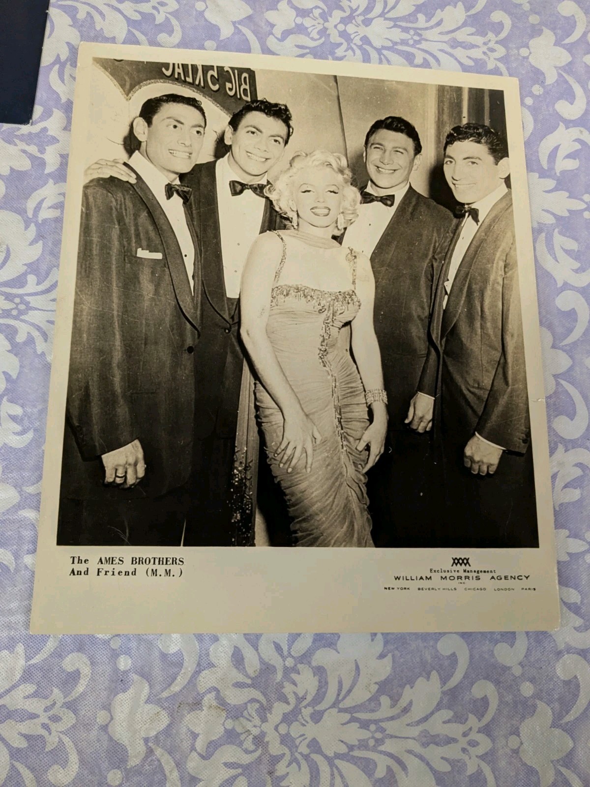 Marilyn Monroe With The Ames Brothers, Extremely Rare 1950's 8x10 Promo Photo