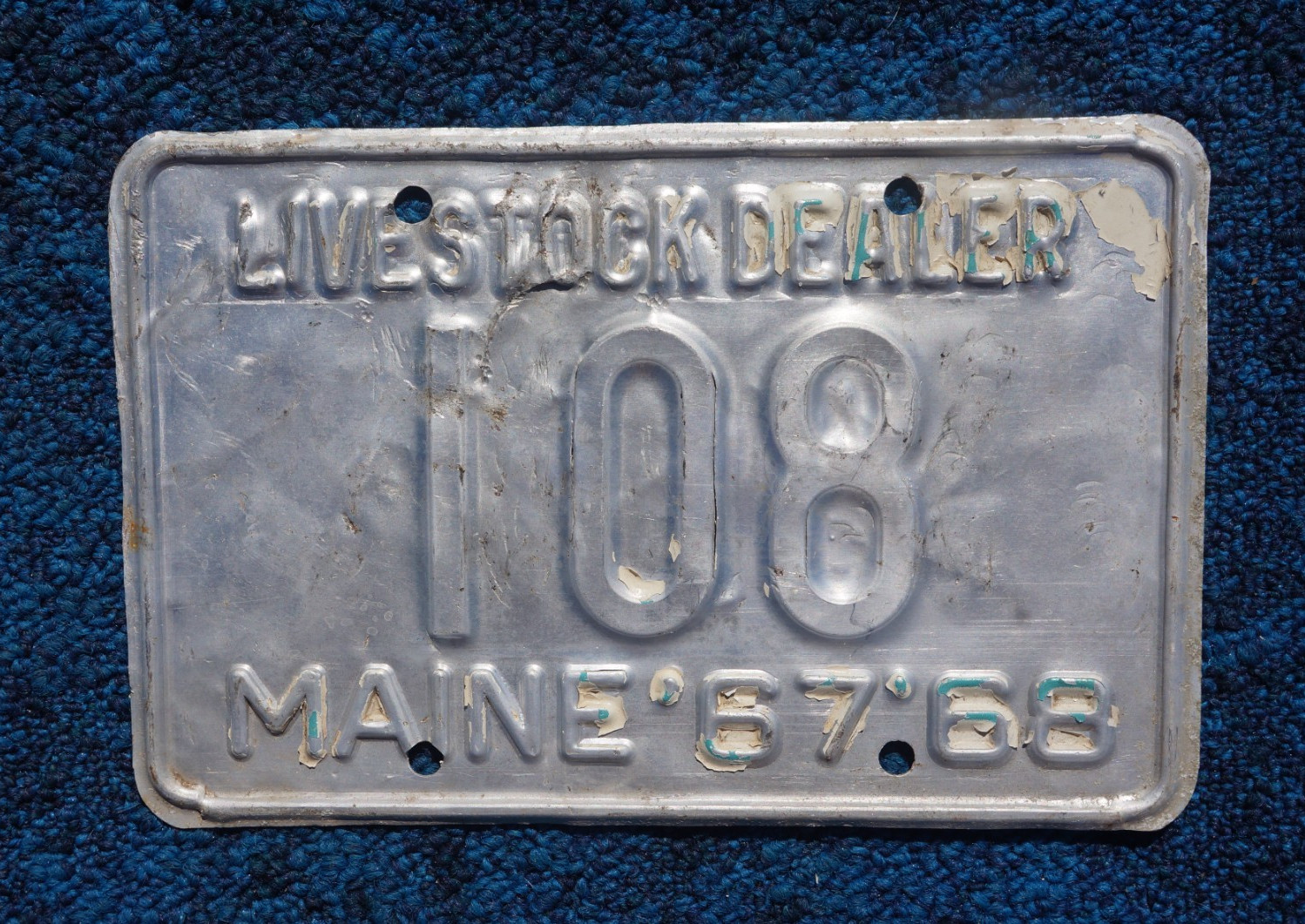 1967 1968 Maine LIVESTOCK DEALER License Plate # 108