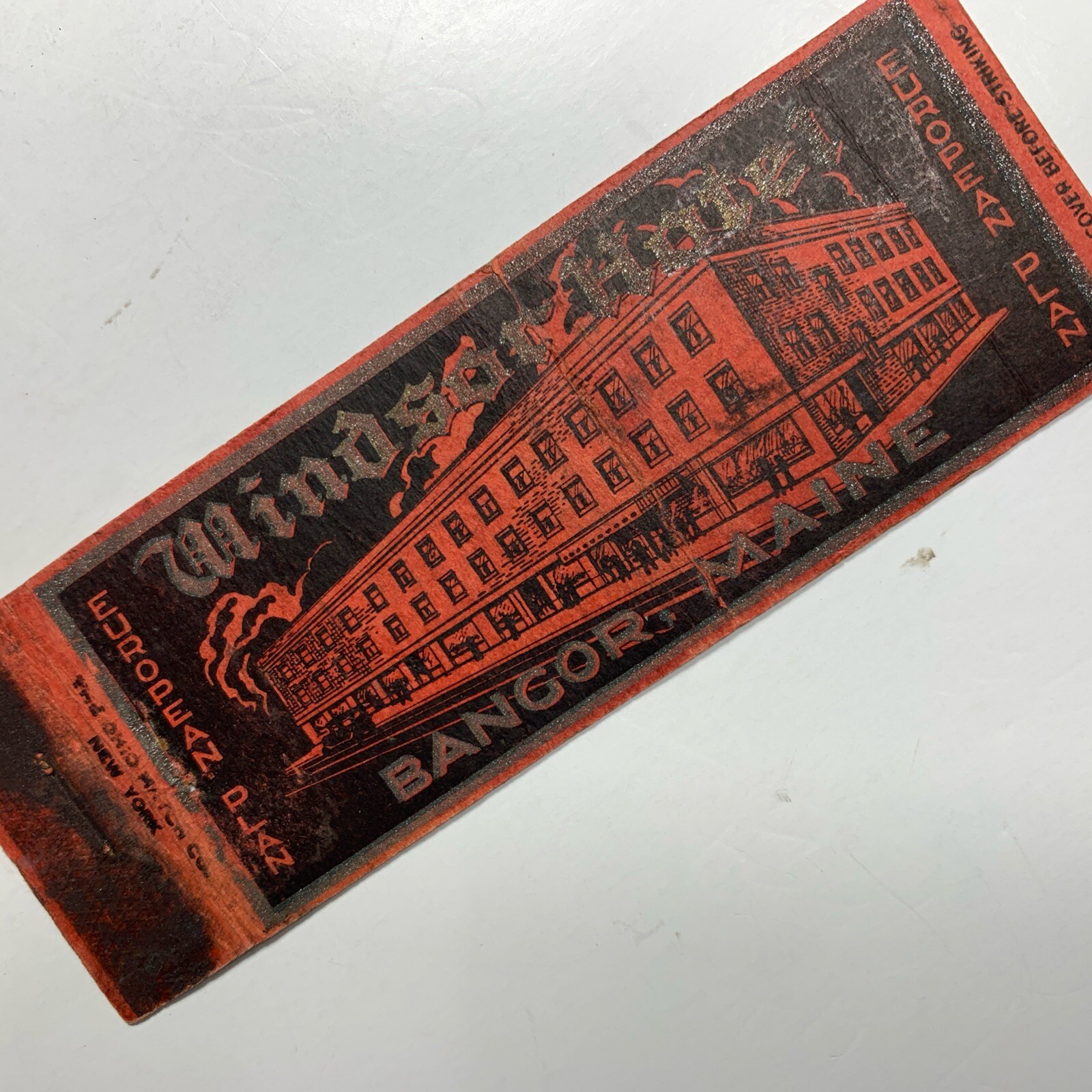 Bangor Maine Full Length Matchbook Cover Windsor Hotel Early Ohio Match Co
