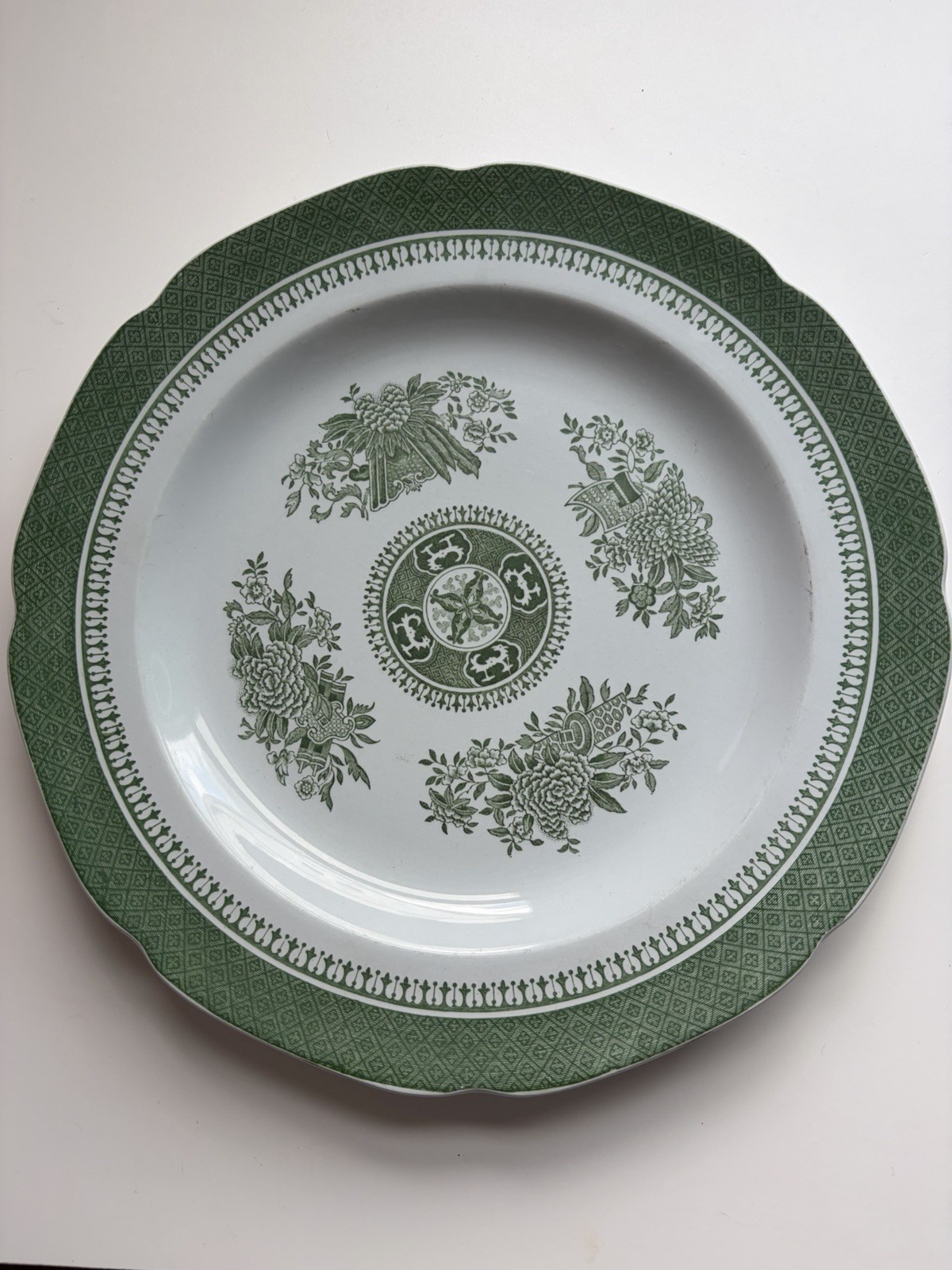 Vintage Copeland Spode Fitzhugh Fine Stone Green Dinner Plate 10.25”