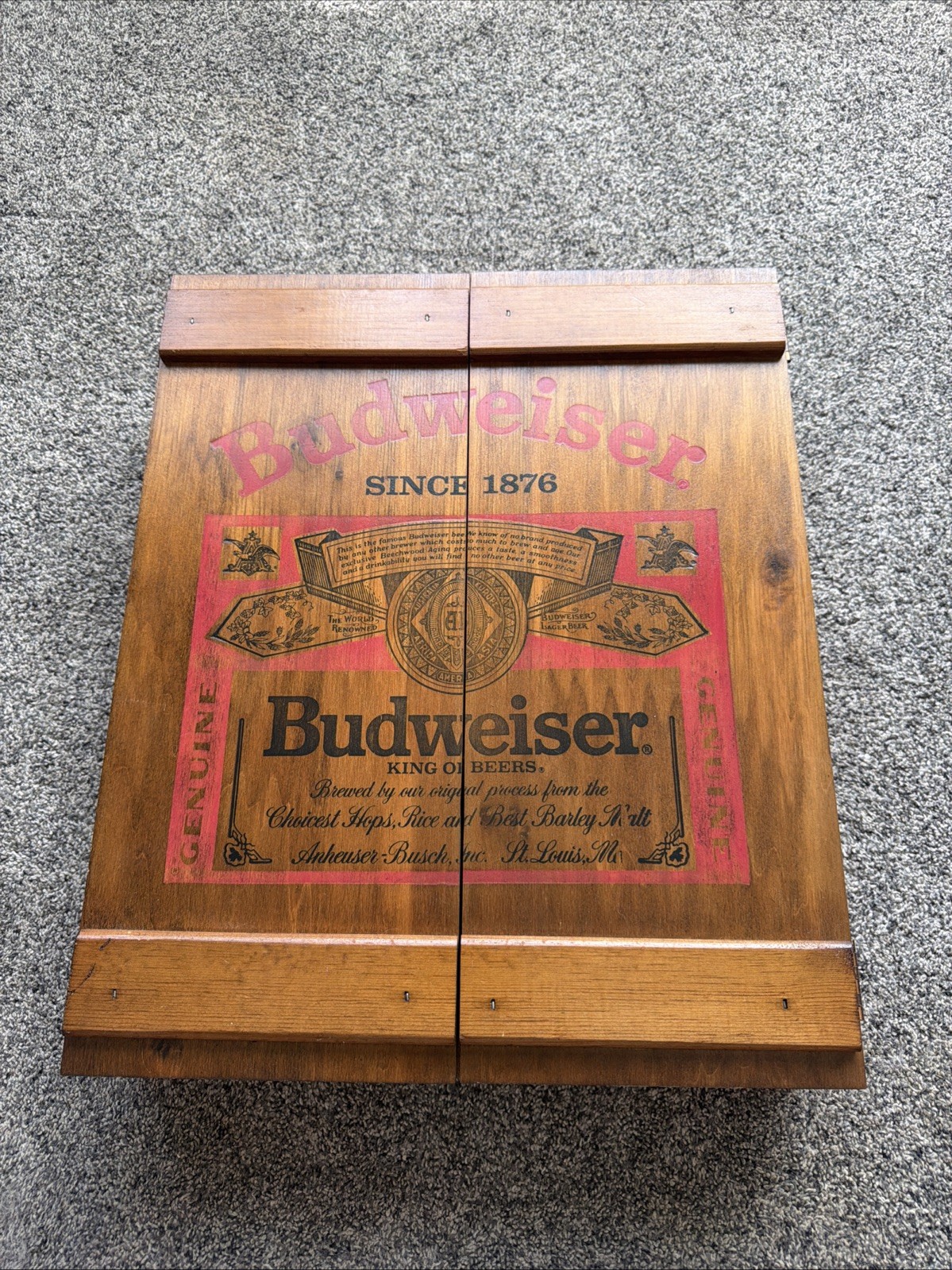 Rare Vintage Anheuser Busch Budweiser Wooden Hanging 9 Slot Cabinet man cave