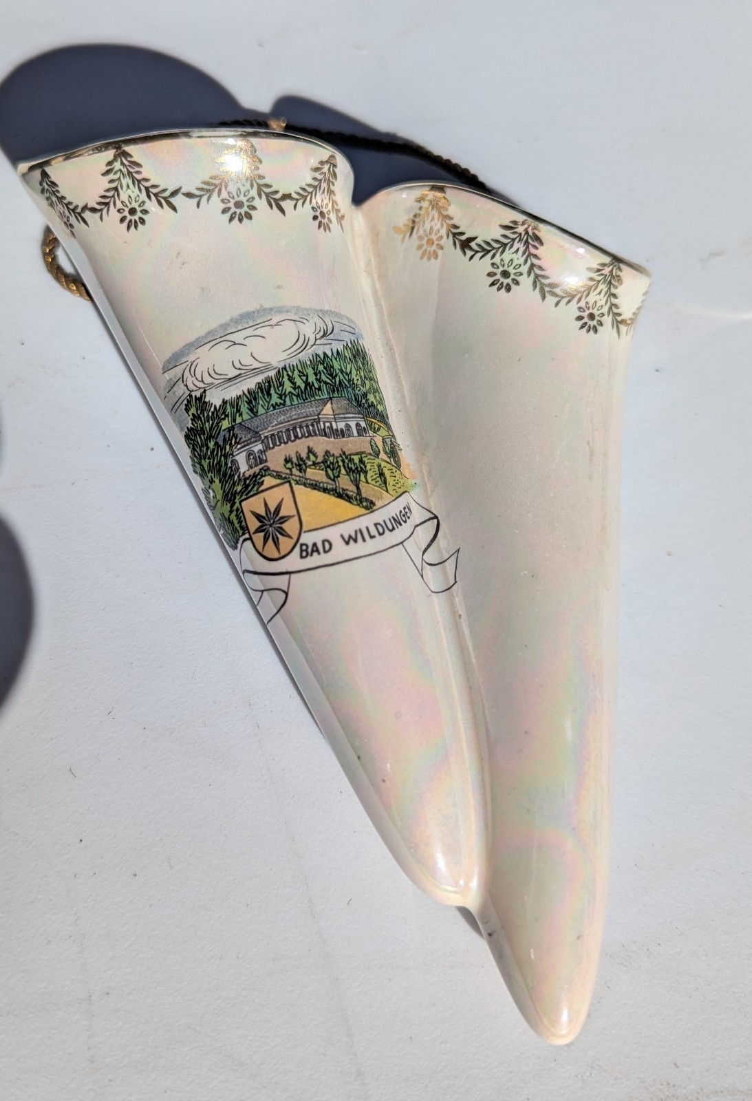 Vintage Bad Wildungen Ceramic Vase Gold Trim Great for Car Vase  Only$5Shipping 