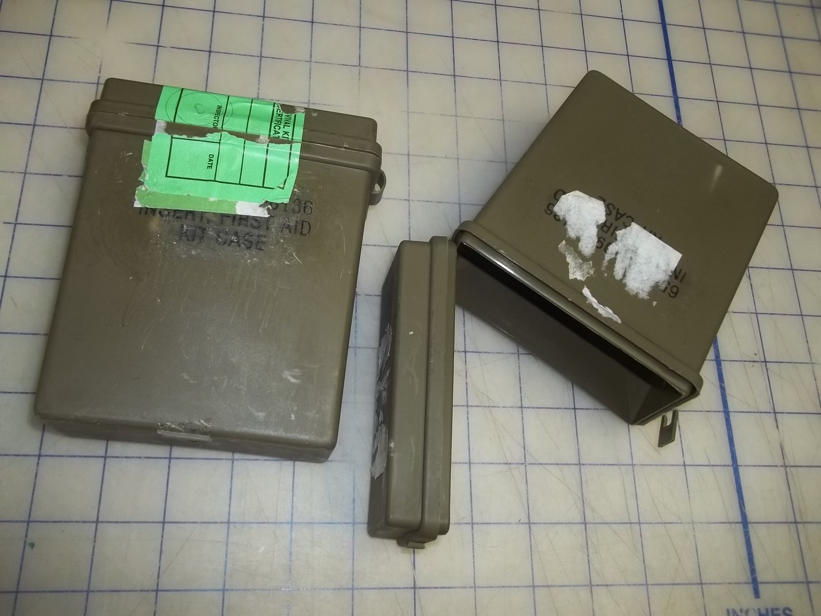 *OD green good used LOT OF 2 inserts first aid case empty military issue go bag