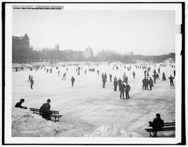 Skating in Central Park New York between 1900 and 1906 Historic Old Photo