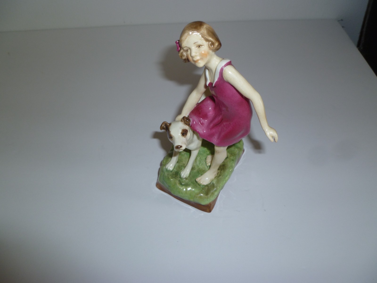 Royal Worcester Playmates#3270 England Girl With Dog Figurine F. G. Doughty