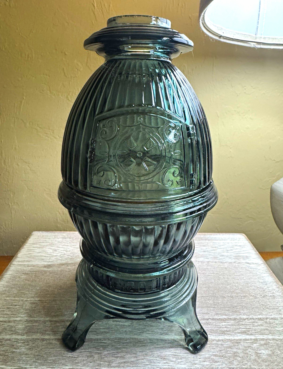 Rare color Viking Glass Dark Charcoal Gray Pot Belly Fairy Lamp
