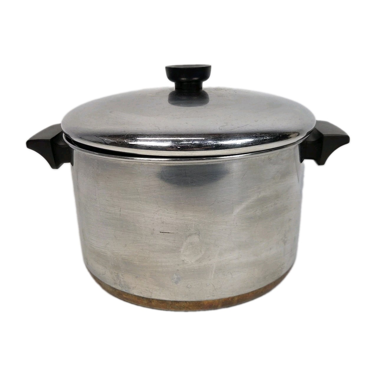 Vtg Revere Ware 6 Qt Quart Stock Pot Copper Bottom 1801 With Lid Clinton, Ill