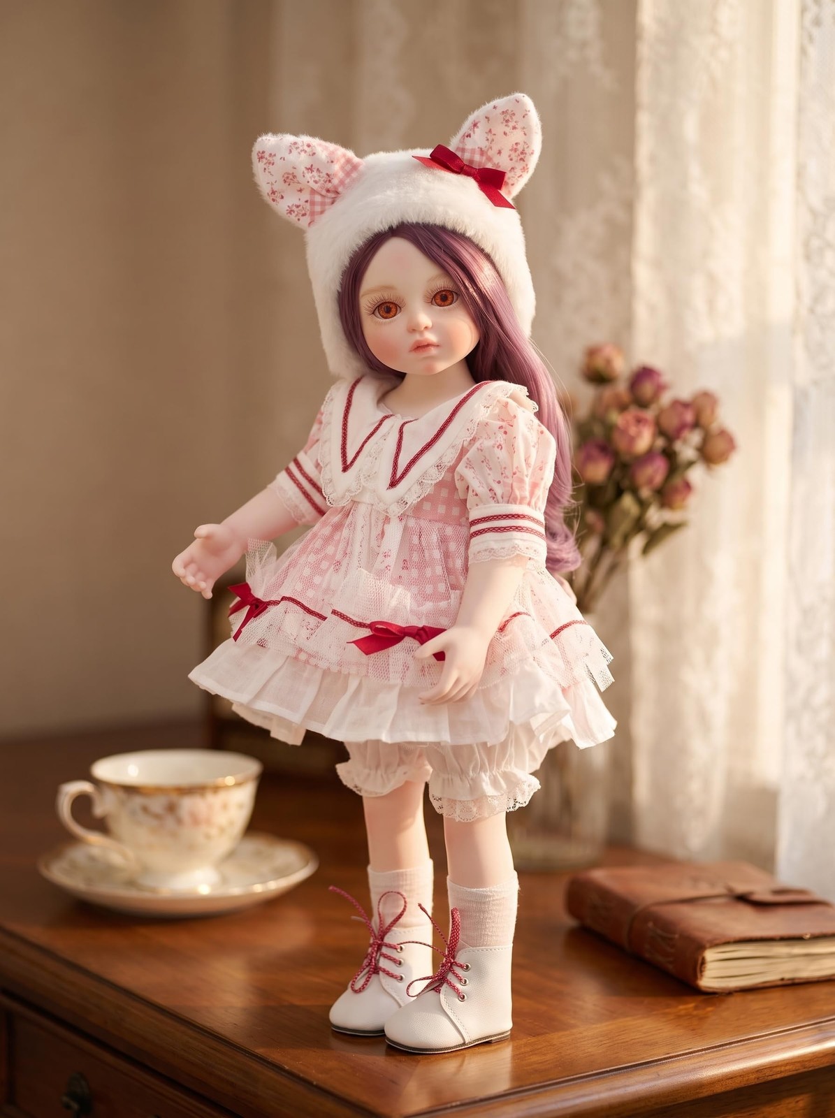 Hand-Painted Vinyl Doll – 16-Inch Designer Collectible Doll with Curls, Vi