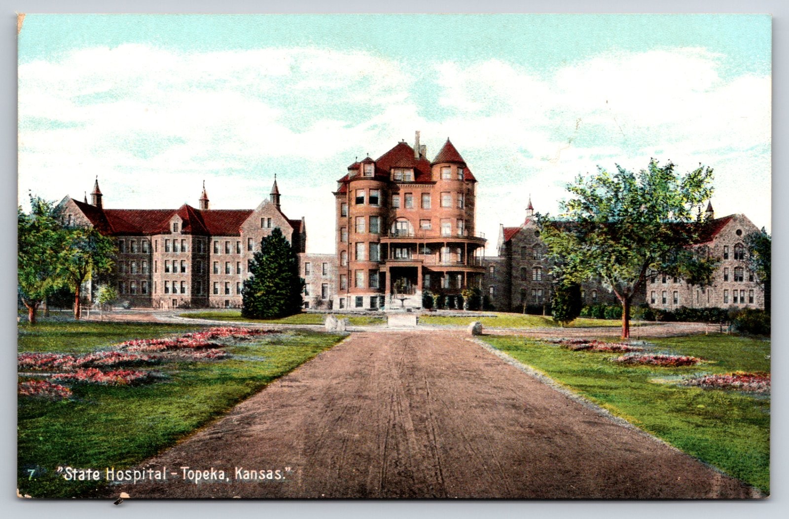 Topeka Kansas State Hospital Insane Asylum Grounds & Buildings Postcard
