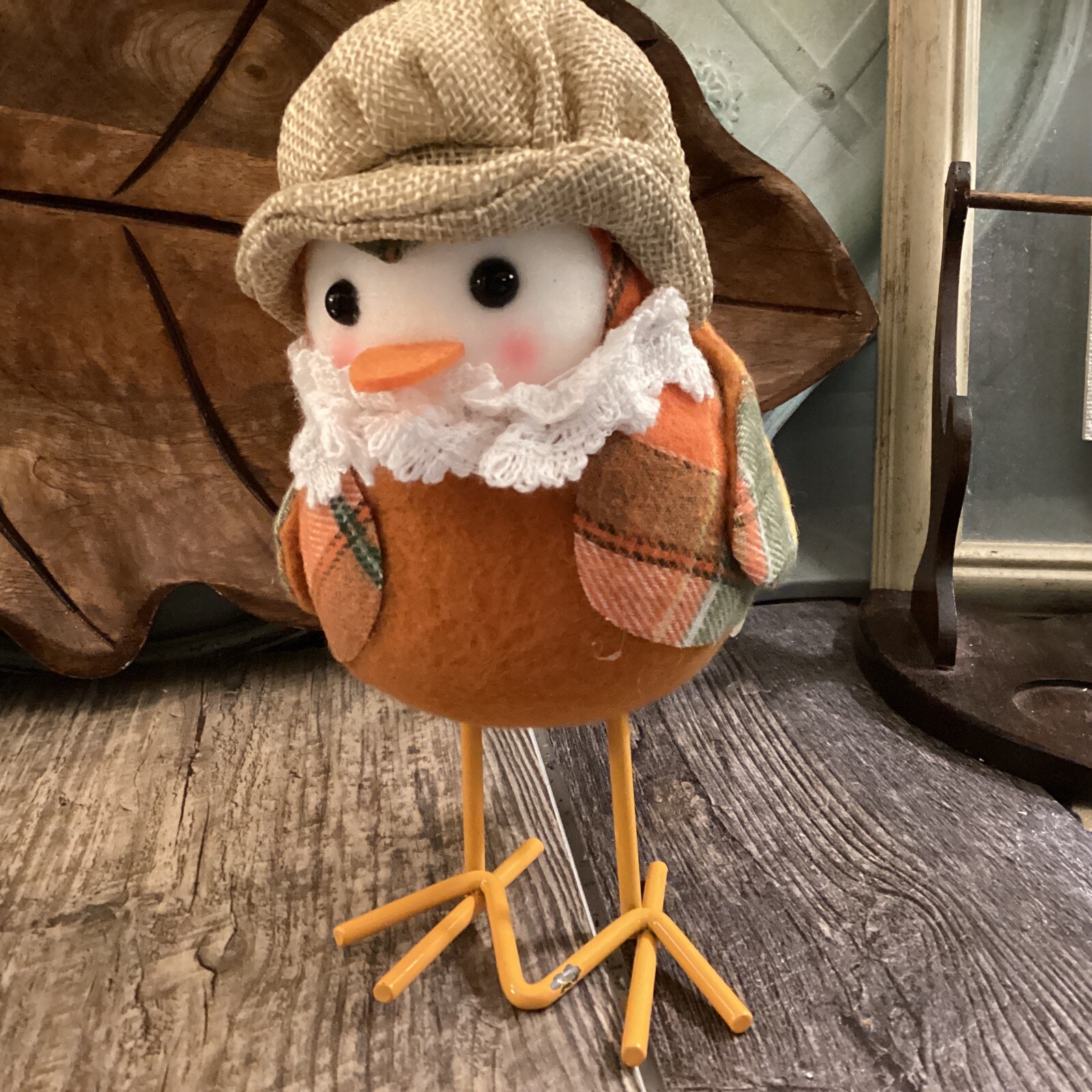 🌻Target Wondershop Autumn Spritz Bird Plaid Fall Scarf Birdie Metal Legs