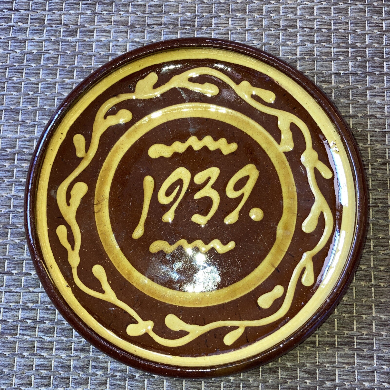 1939 Swedish Rustic Forsberg Vimmerby Pottery Bowl Slipware Glaze Redware Plate